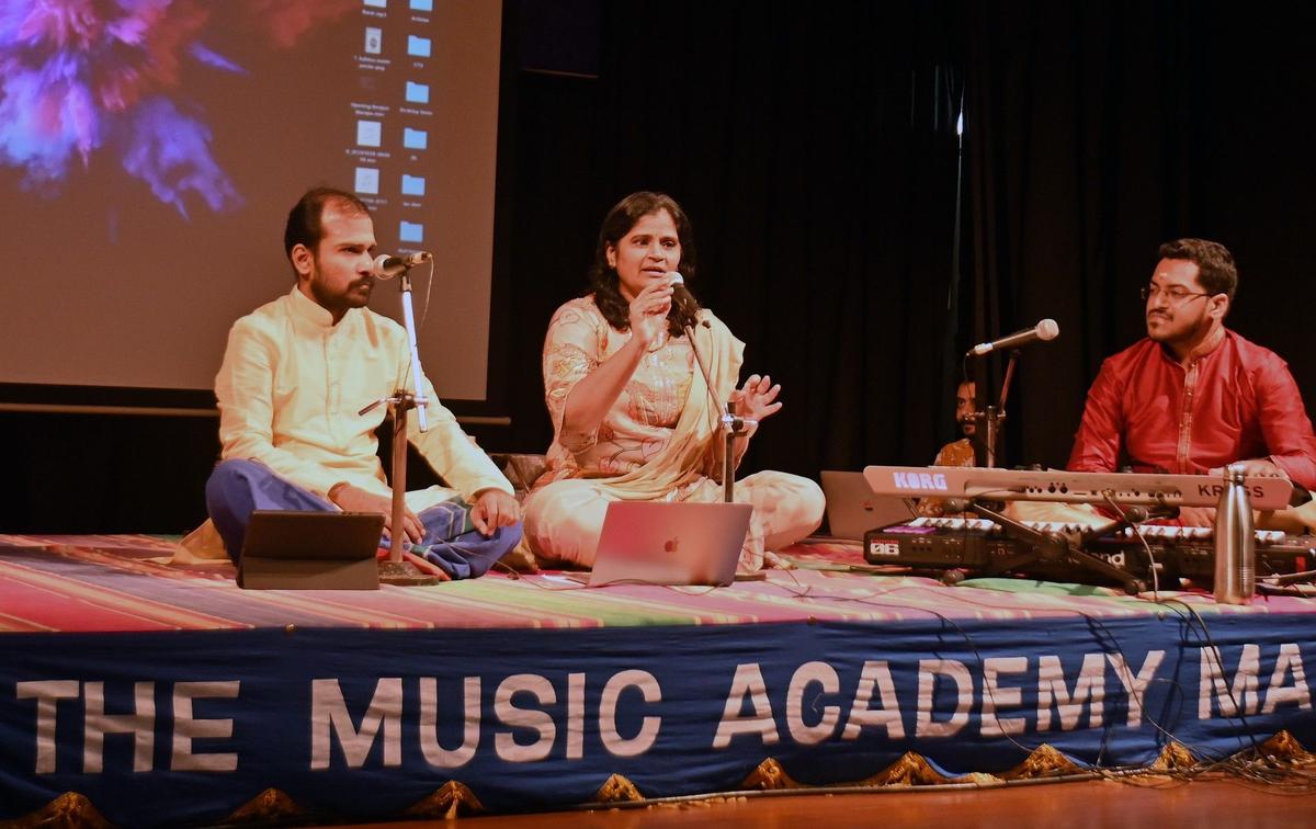 Subhasree Thanikachalam, with demonstrations by Santosh S and Vigneshwar VG, presented a lecture on how ragas have influenced and shaped film music over the decades.